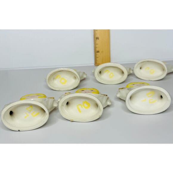 1970s Standing Ceramic Angel Napkin Rings Set of 6 - Picture 9 of 9